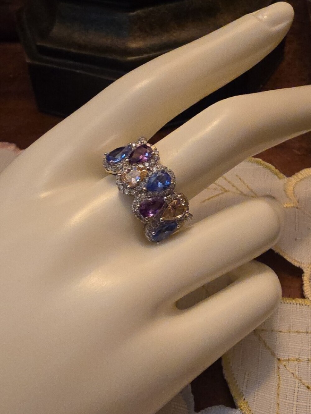 Bella Luce Ring Rhodium Over Sterling Silver Diamond Simulants Size 10